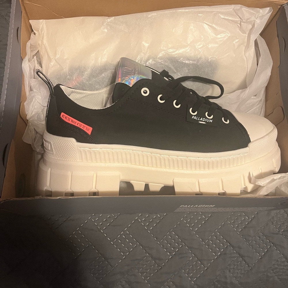 Palladium Black and Cream Chunky Sneakers